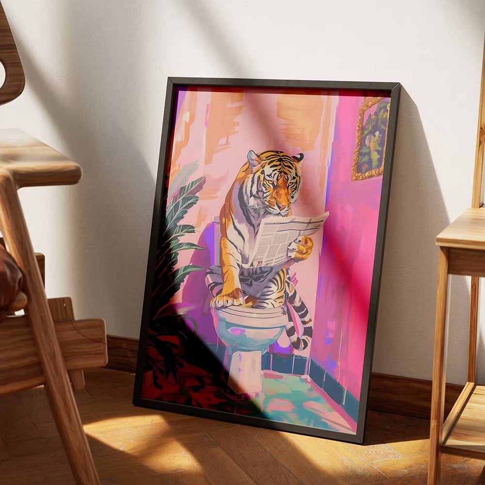 Funny Tiger Bathroom Poster