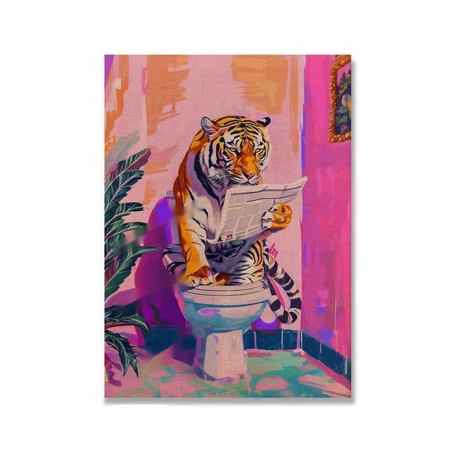 Funny Tiger Bathroom Poster