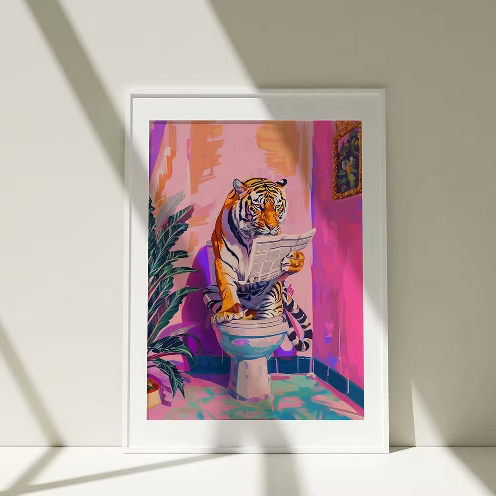 Funny Tiger Bathroom Poster