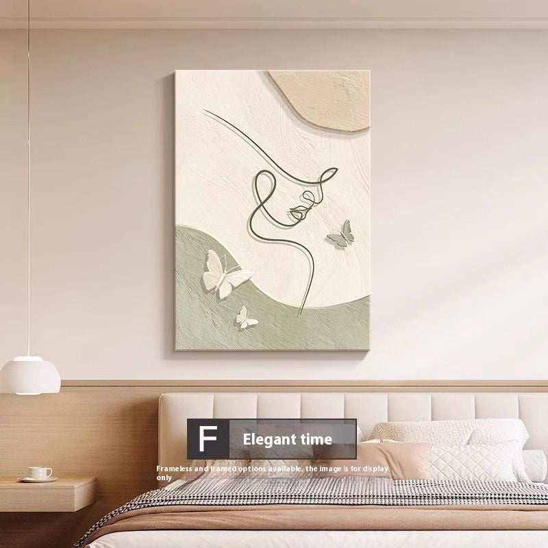 Abstract Line Wall Art – Cream Style Character Mural Painting