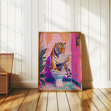 Funny Tiger Bathroom Poster